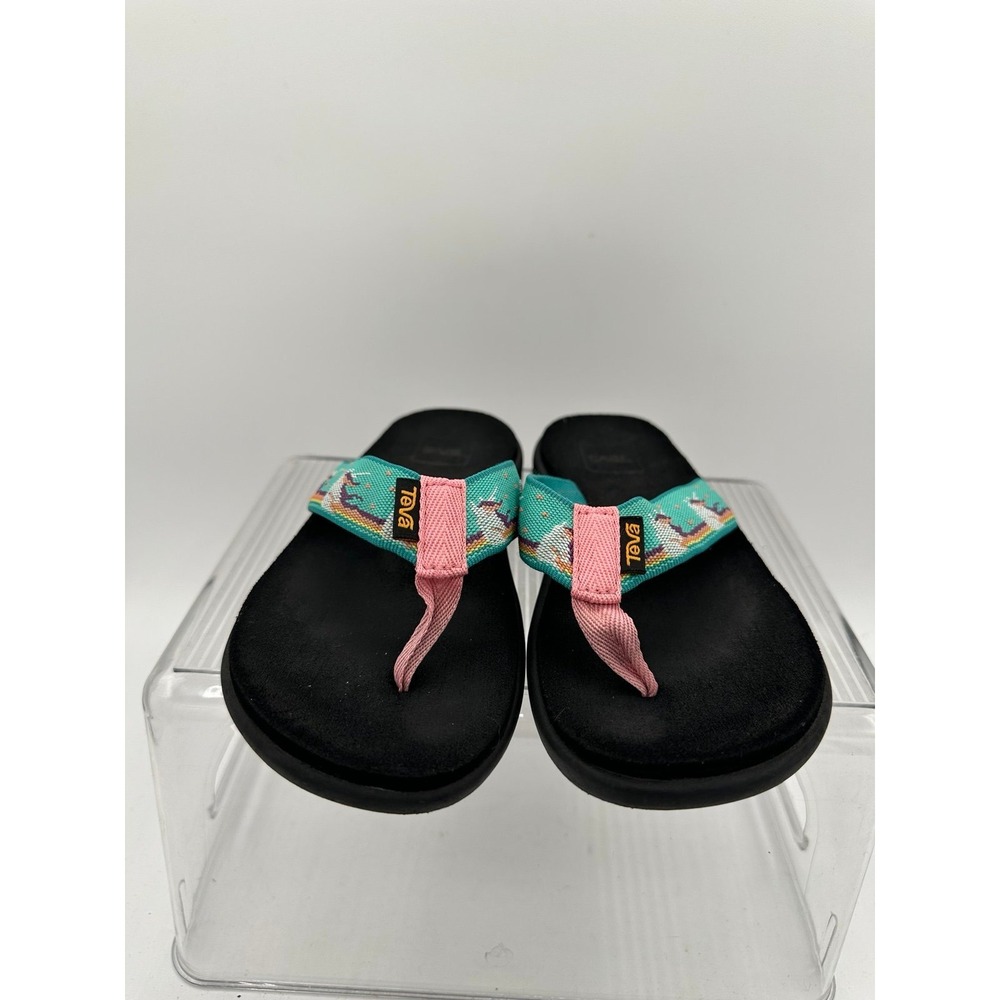 Teva Voya Flip Flop Kids Sandals Unicorn waterfall Size 3 - Picture 2 of 6